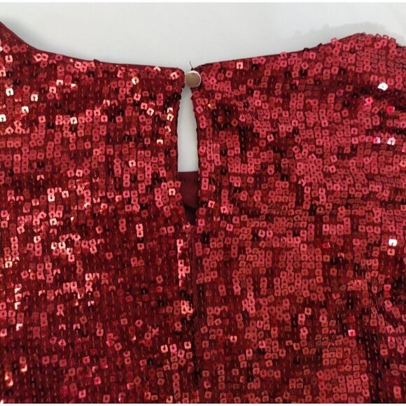 Cable & Gauge Women's Red Sequin Short Sleeve Top, Small. NWT. Made in China. - Picture 9 of 10